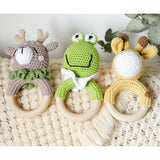 Zoo Animal Crochet Wooden Teether - Cozy Nursery