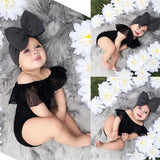 Big Bow Headband and Lace Romper - Cozy Nursery