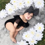 Big Bow Headband and Lace Romper - Cozy Nursery