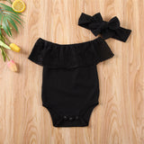 Big Bow Headband and Lace Romper - Cozy Nursery