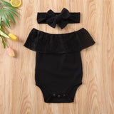 Big Bow Headband and Lace Romper - Cozy Nursery