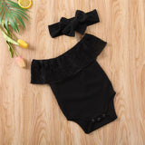 Big Bow Headband and Lace Romper - Cozy Nursery
