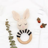 Handmade Crochet Wood Baby Teether - Cozy Nursery