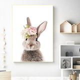 Peonies Rabbit Nursery Poster - Cozy Nursery