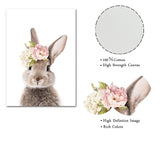 Peonies Rabbit Nursery Poster - Cozy Nursery