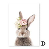 Peonies Rabbit Nursery Poster - Cozy Nursery