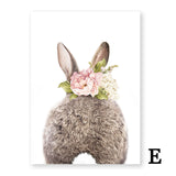 Peonies Rabbit Nursery Poster - Cozy Nursery