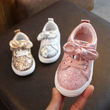 Bow Sequin Crib Shoes - Cozy Nursery