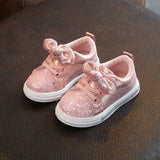 Bow Sequin Crib Shoes - Cozy Nursery