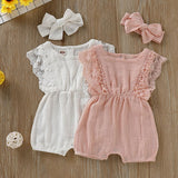 Summer Lace Cotton Romper - Cozy Nursery