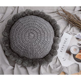 Knitted Sunflower Pompoms Pillow