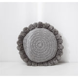 Knitted Sunflower Pompoms Pillow