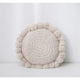 Knitted Sunflower Pompoms Pillow