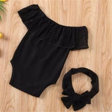 Big Bow Headband and Lace Romper - Cozy Nursery