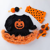 Set of Pumpkin Halloween Long Sleeve Dress