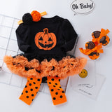 Set of Pumpkin Halloween Long Sleeve Dress