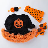 Set of Pumpkin Halloween Long Sleeve Dress