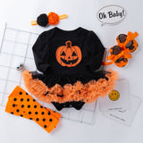 Set of Pumpkin Halloween Long Sleeve Dress