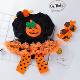 Set of Pumpkin Halloween Long Sleeve Dress