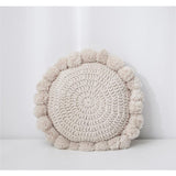 Knitted Sunflower Pompoms Pillow