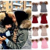 Matching Family Pompom Hat Set