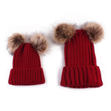 Matching Family Pompom Hat Set