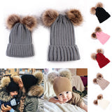 Matching Family Pompom Hat Set