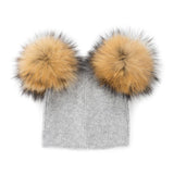 Fur Pompom Winter Beanie Matching Set