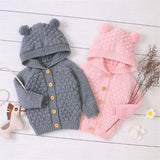 Knitted Pompom Baby Cardigan