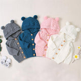Knitted Pompom Baby Cardigan