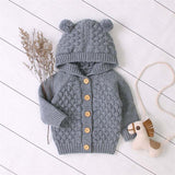 Knitted Pompom Baby Cardigan