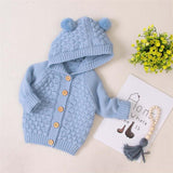 Knitted Pompom Baby Cardigan