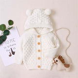 Knitted Pompom Baby Cardigan