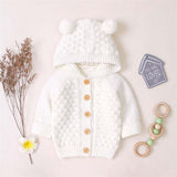 Knitted Pompom Baby Cardigan