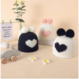 Knitted Heart Pompom Hat