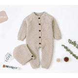 Knitted Romper with Bonnet