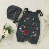 Floral Knitted Romper with Bonnet