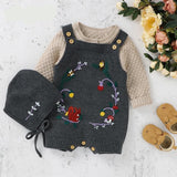 Floral Knitted Romper with Bonnet
