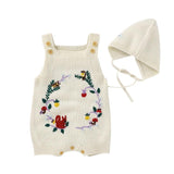 Floral Knitted Romper with Bonnet