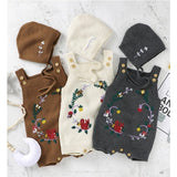 Floral Knitted Romper with Bonnet