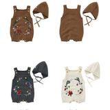 Floral Knitted Romper with Bonnet