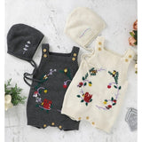 Floral Knitted Romper with Bonnet