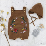 Floral Knitted Romper with Bonnet
