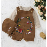 Floral Knitted Romper with Bonnet