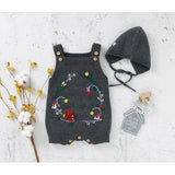 Floral Knitted Romper with Bonnet