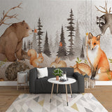 Woodland Nursery Animals Forest Wallpaper