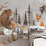 Woodland Nursery Animals Forest Wallpaper