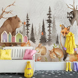 Woodland Nursery Animals Forest Wallpaper