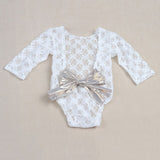 Baby Girl Lace Romper with Bow - Cozy Nursery