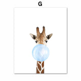 Animal Bubbles Horse Giraffe Dog Canvas Poster - Cozy Nursery